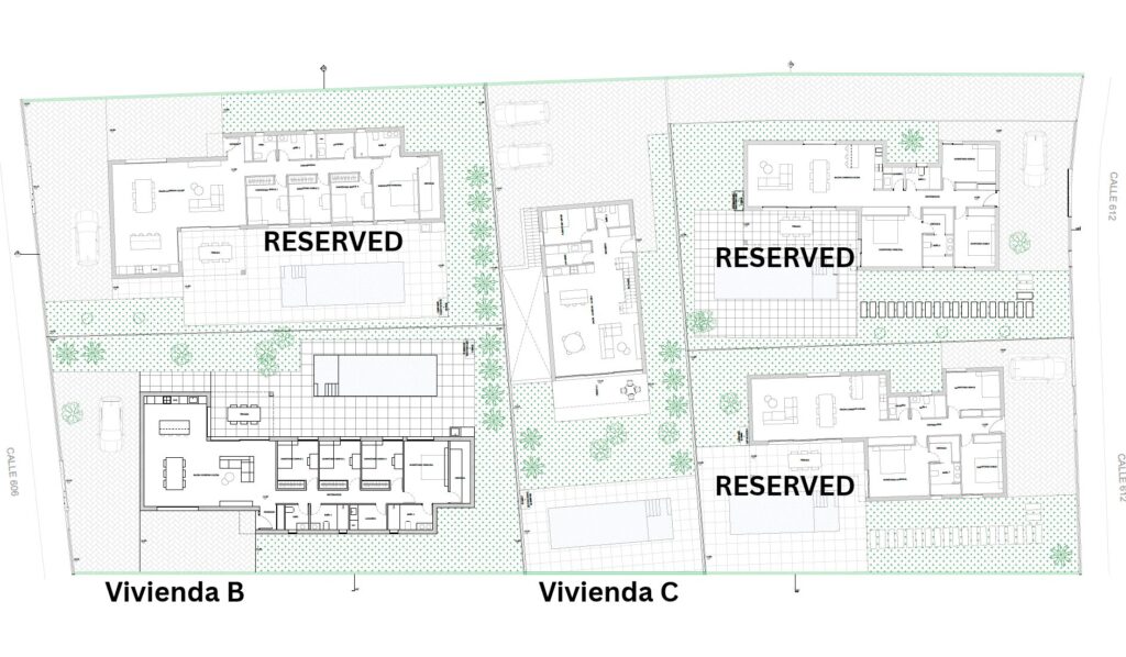 Mazari complex site plan: Viviendas B and C available, three villas reserved